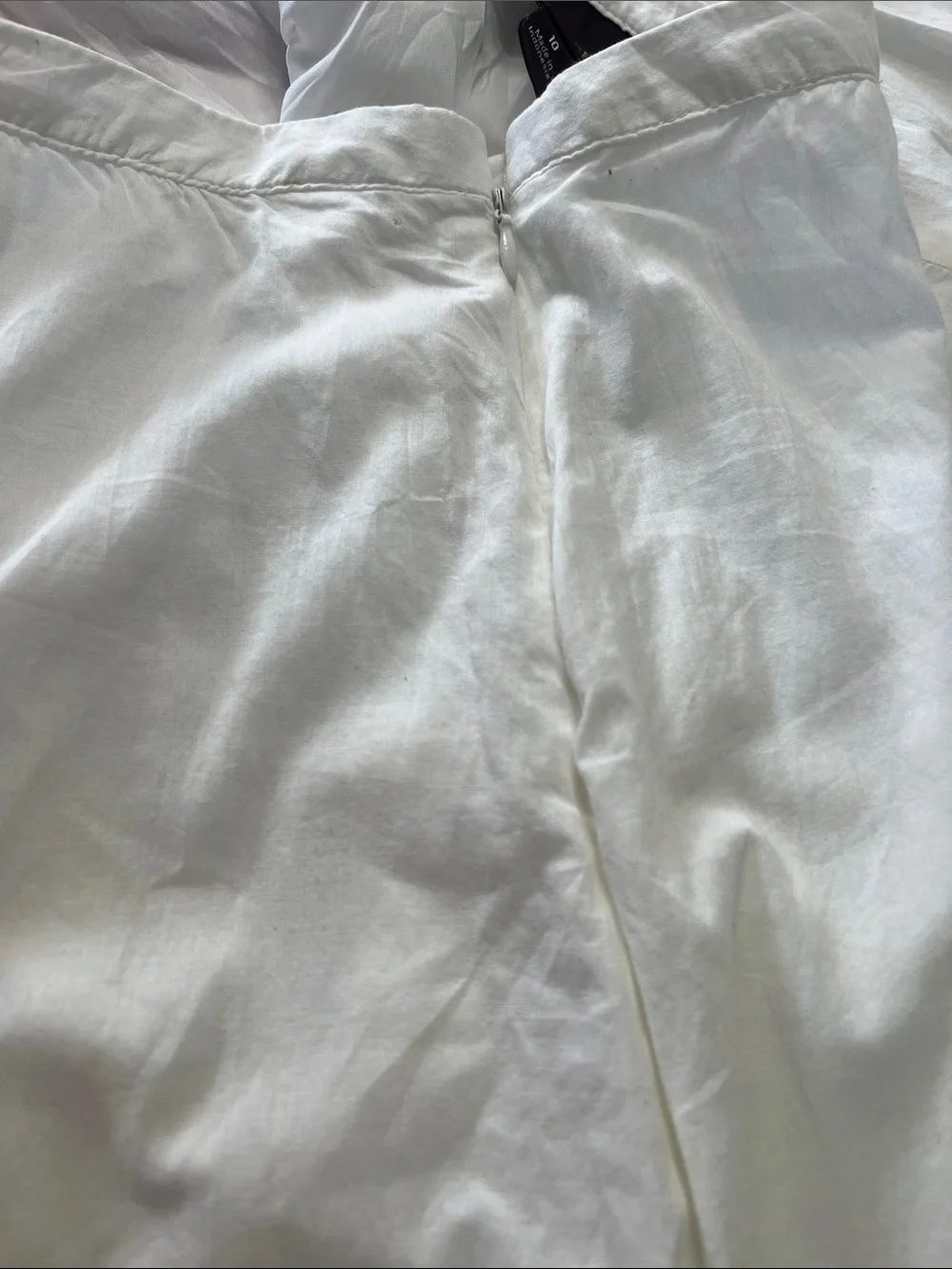 Dana Buchman White A-Line Midi Skirt Women’s Size 10 Cotton Lined Side Zip - Picture 7 of 9